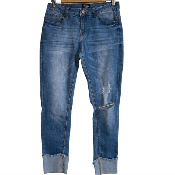 IRIS JEANS CUFFED SKINNY CROPS DISTRESSED WOMEN’S‎ DENIM JEANS SIZE 7 - Picture 1 of 14